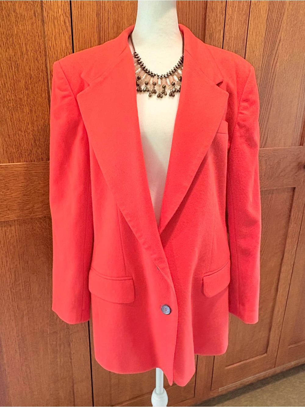 Gorgeous Vintage Michele 100% Wool Coral 🪸 Blazer Jacket Size 16